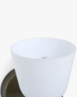 Suspension ou applique murale, Verre blanc & métal bronze, H29 Crosby