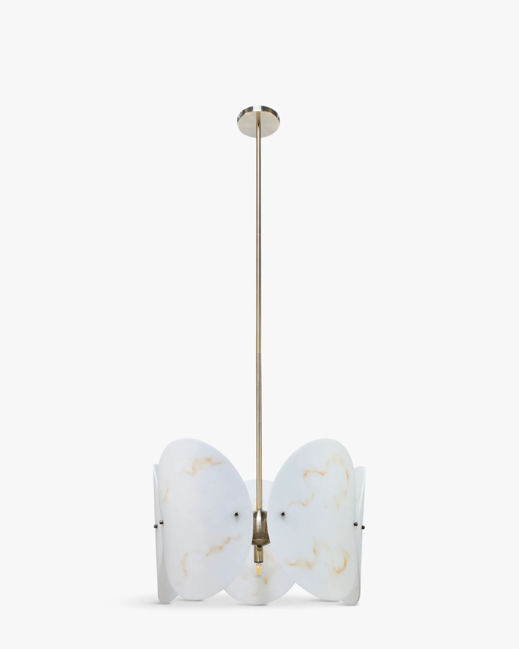 Suspension, Sphères blanches & métal teinte laiton, H69-114-160 ajustable Carioca