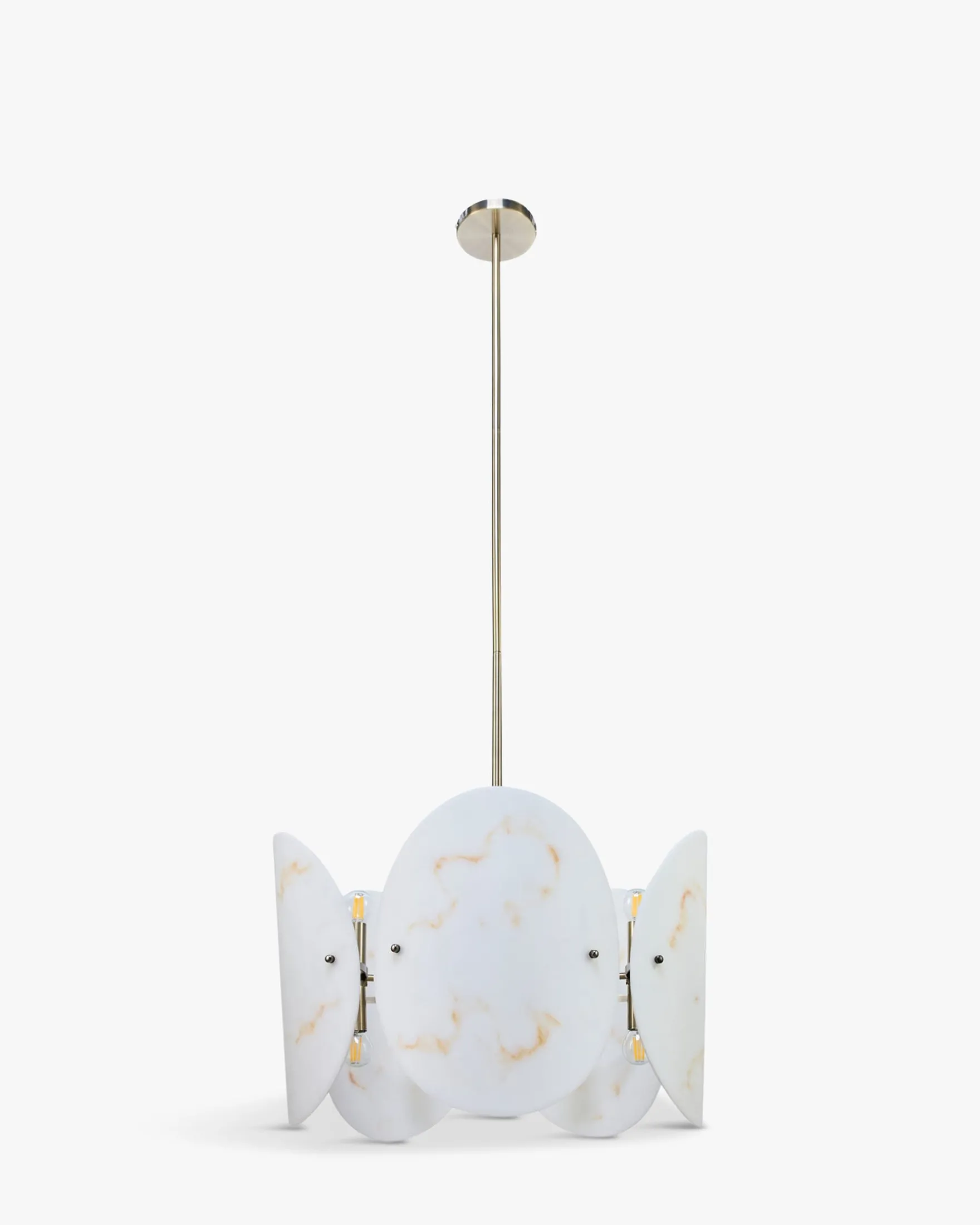 Suspension, Sphères blanches & métal teinte laiton, H69-114-160 ajustable Carioca