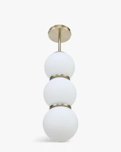 Suspension, Sphères blanches & métal teinte laiton, H69 Doyers