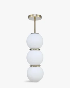 Suspension, Sphères blanches & métal teinte laiton, H69 Doyers