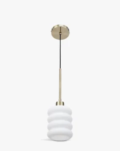 Suspension, Verre blanc & métal doré, ajustable Ø13 Houston