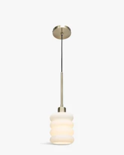 Suspension, Verre blanc & métal doré, ajustable Ø13 Houston