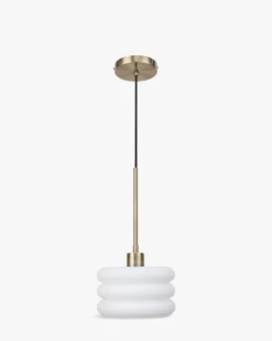 Suspension, Verre blanc & métal doré, ajustable Ø20 Houston