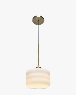 Suspension, Verre blanc & métal doré, ajustable Ø20 Houston