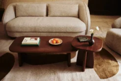 Table basse, Bois de chêne massif teinte noyer, L110 Ellios