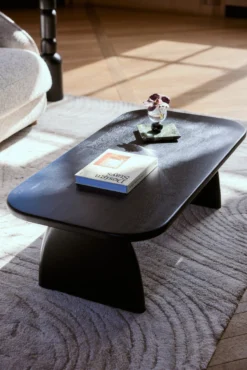 Table basse, Bois d'hévéa massif teinte noire, L110 Ellios