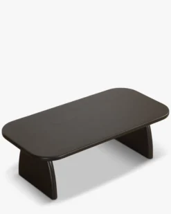 Table basse, Bois d'hévéa massif teinte noire, L110 Ellios