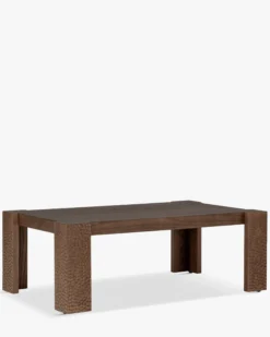 Table basse, Bois effet gougé teinté noyer, L111.5 Maxence