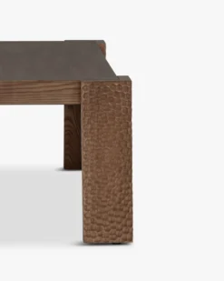 Table basse, Bois effet gougé teinté noyer, L111.5 Maxence