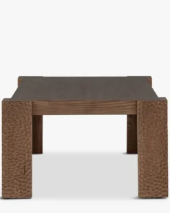 Table basse, Bois effet gougé teinté noyer, L111.5 Maxence