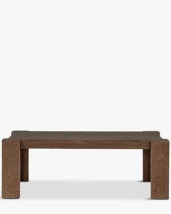 Table basse, Bois effet gougé teinté noyer, L111.5 Maxence