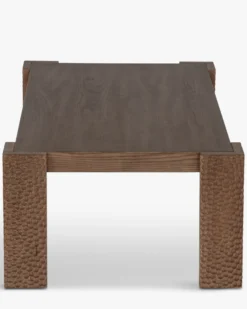 Table basse, Bois effet gougé teinté noyer, L111.5 Maxence