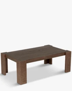 Table basse, Bois effet gougé teinté noyer, L111.5 Maxence