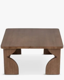 Table basse, Bois massif d'hévéa teinte noyer, L80 Kayla