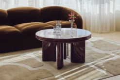 Table basse, Bois rouge bordeaux glossy, Ø80 Mira