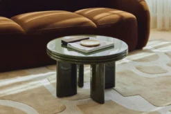 Table basse, Bois vert kaki glossy, Ø60 Mira