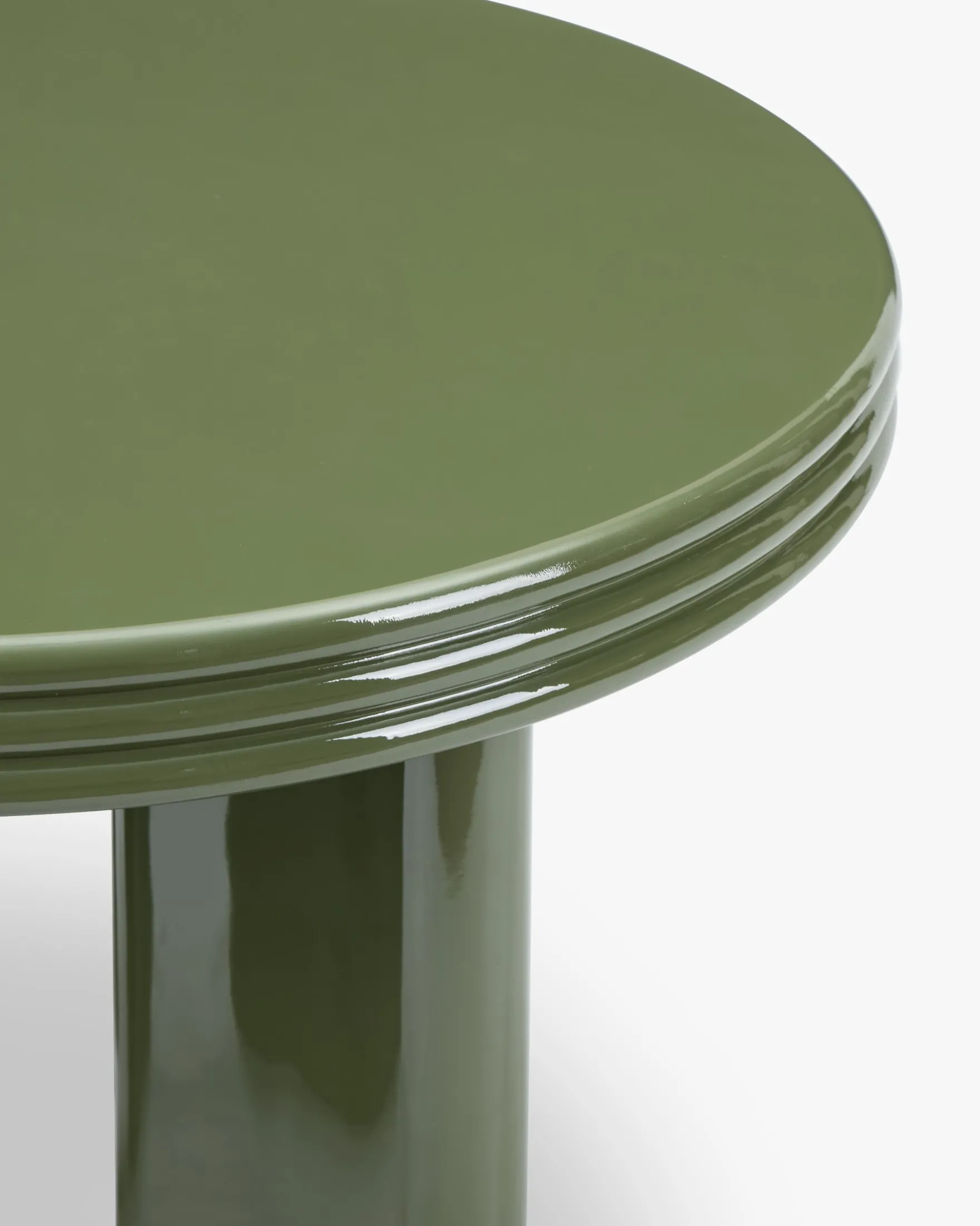 Table basse, Bois vert kaki glossy, Ø60 Mira
