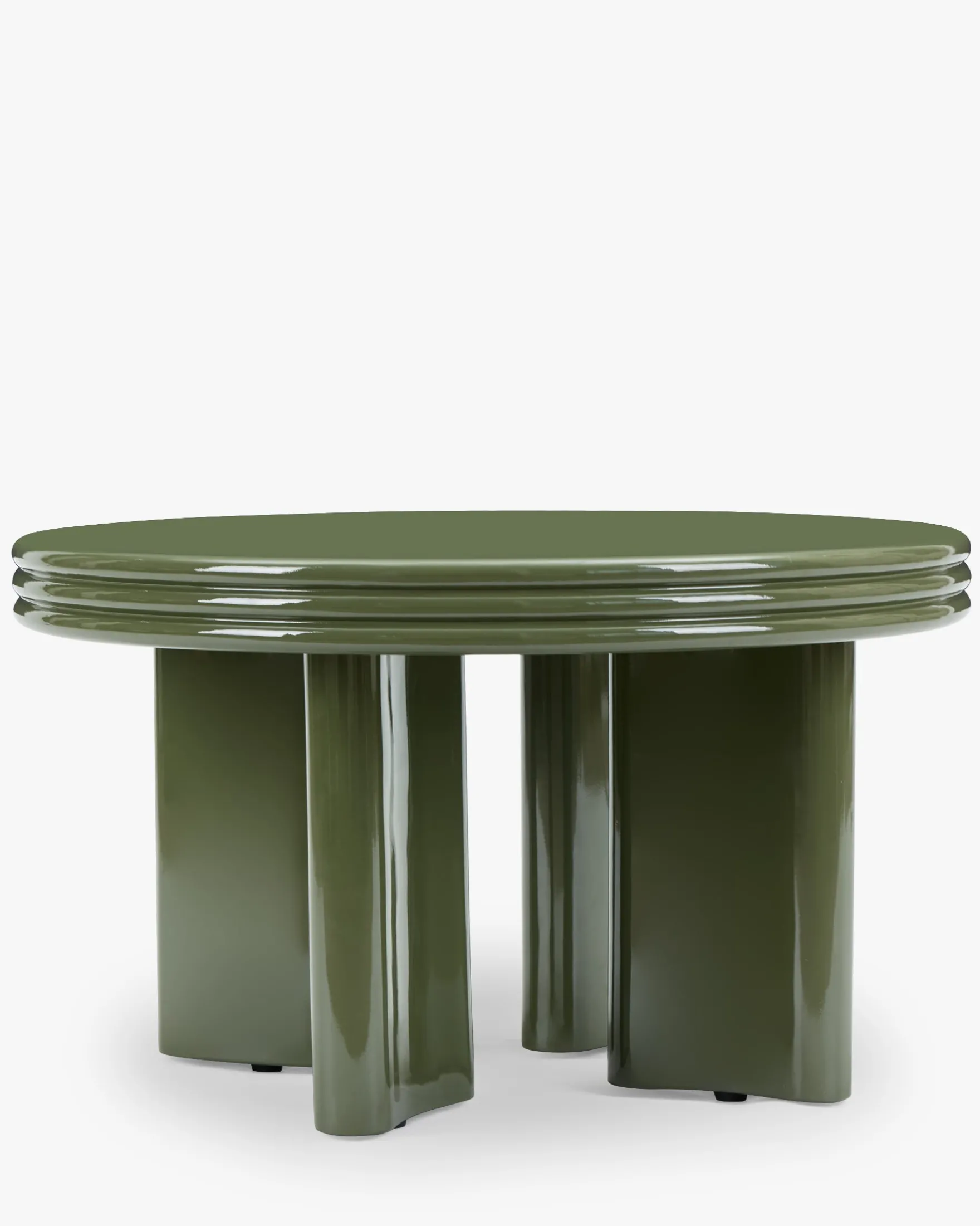 Table basse, Bois vert kaki glossy, Ø60 Mira