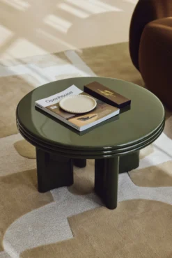 Table basse, Bois vert kaki glossy, Ø60 Mira