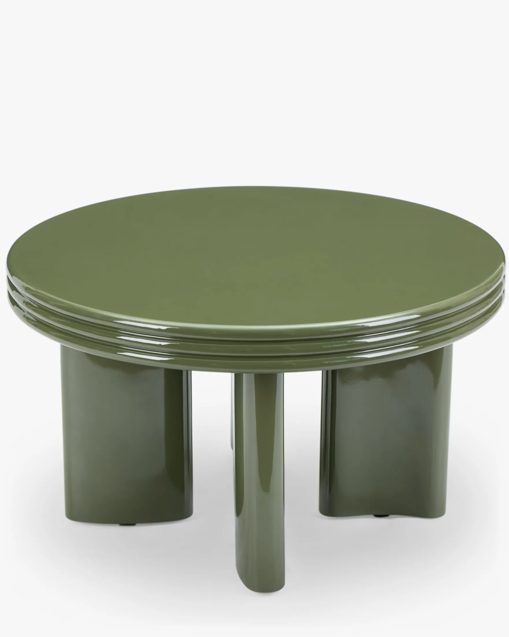 Table basse, Bois vert kaki glossy, Ø60 Mira