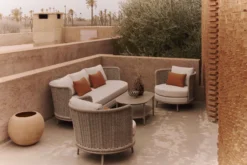 Table basse de jardin, Métal taupe waterproof, 100x60 Florentino