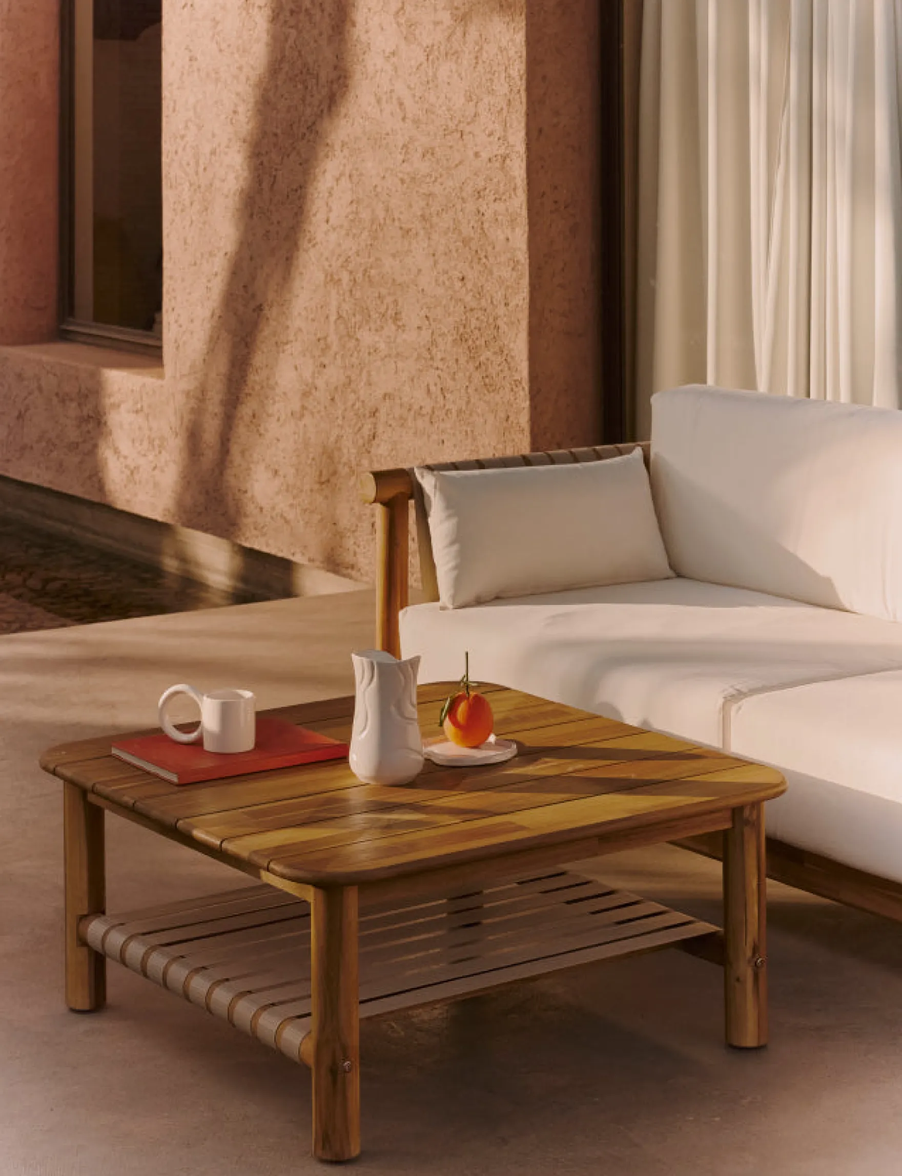 Table basse extérieur, Bois d'acacia waterproof, 90x90 Bexley