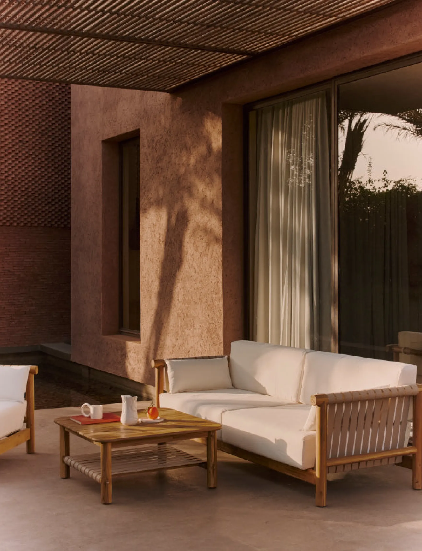 Table basse extérieur, Bois d'acacia waterproof, 90x90 Bexley