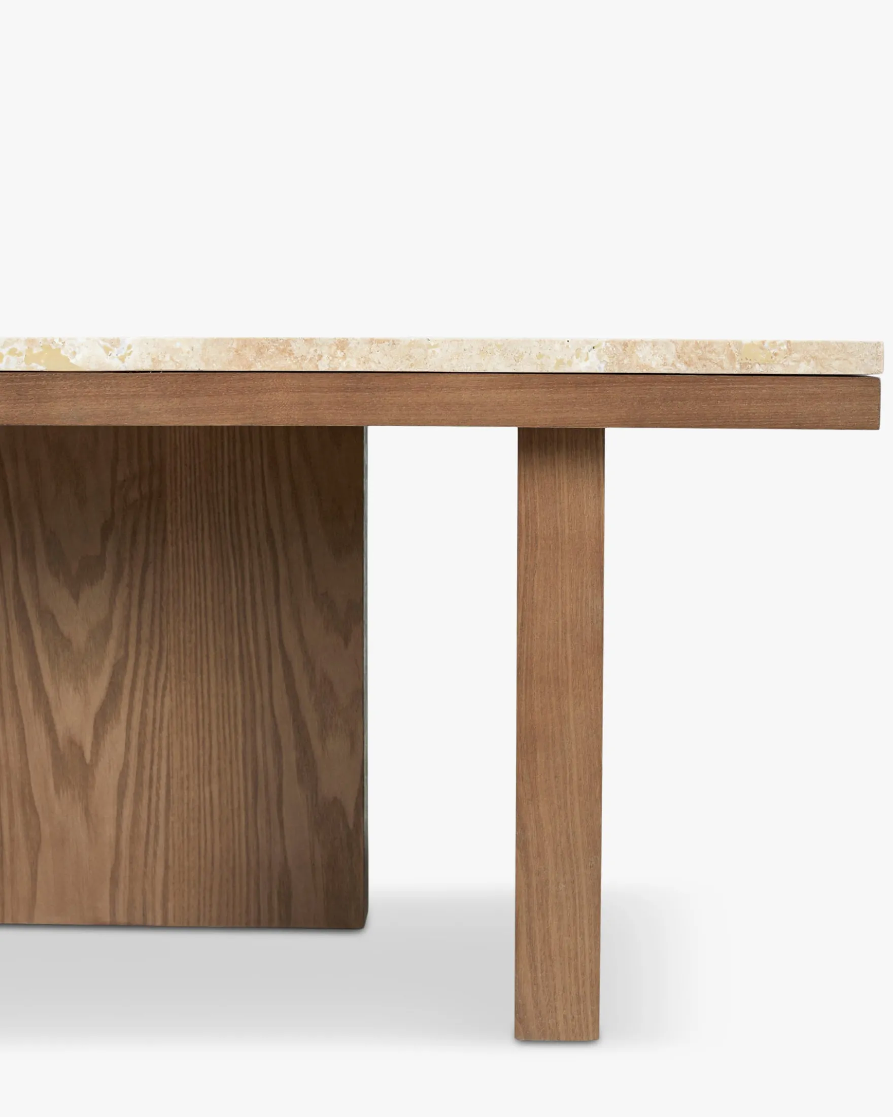 Table basse, L100, Travertin waterproof & bois de frêne teinte noyer Highland L