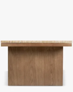 Table basse, L100, Travertin waterproof & bois de frêne teinte noyer Highland L