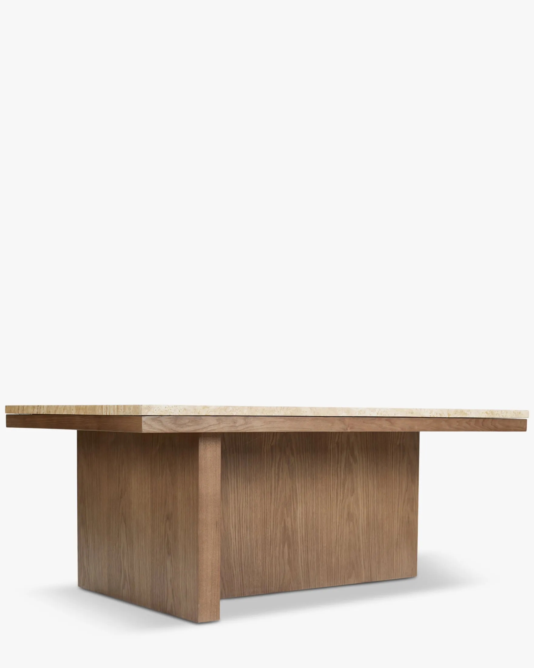 Table basse, L100, Travertin waterproof & bois de frêne teinte noyer Highland L