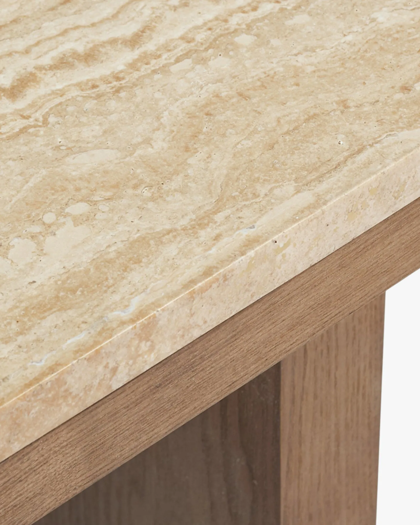 Table basse, L100, Travertin waterproof & bois de frêne teinte noyer Highland L