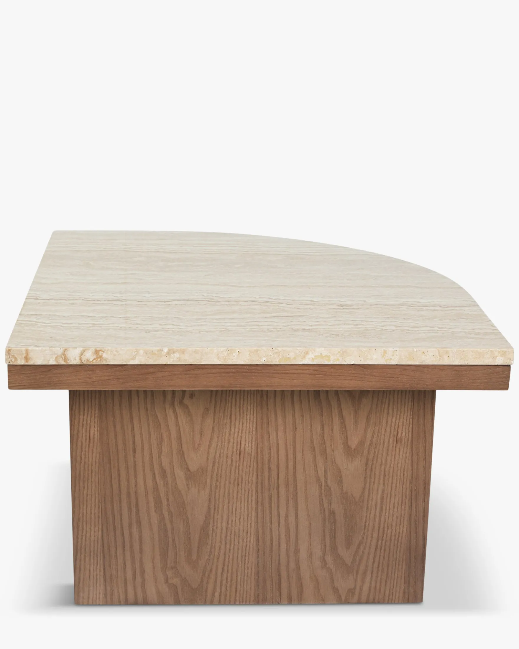 Table basse, L65, Travertin waterproof & bois de frêne teinte noyer Highland S