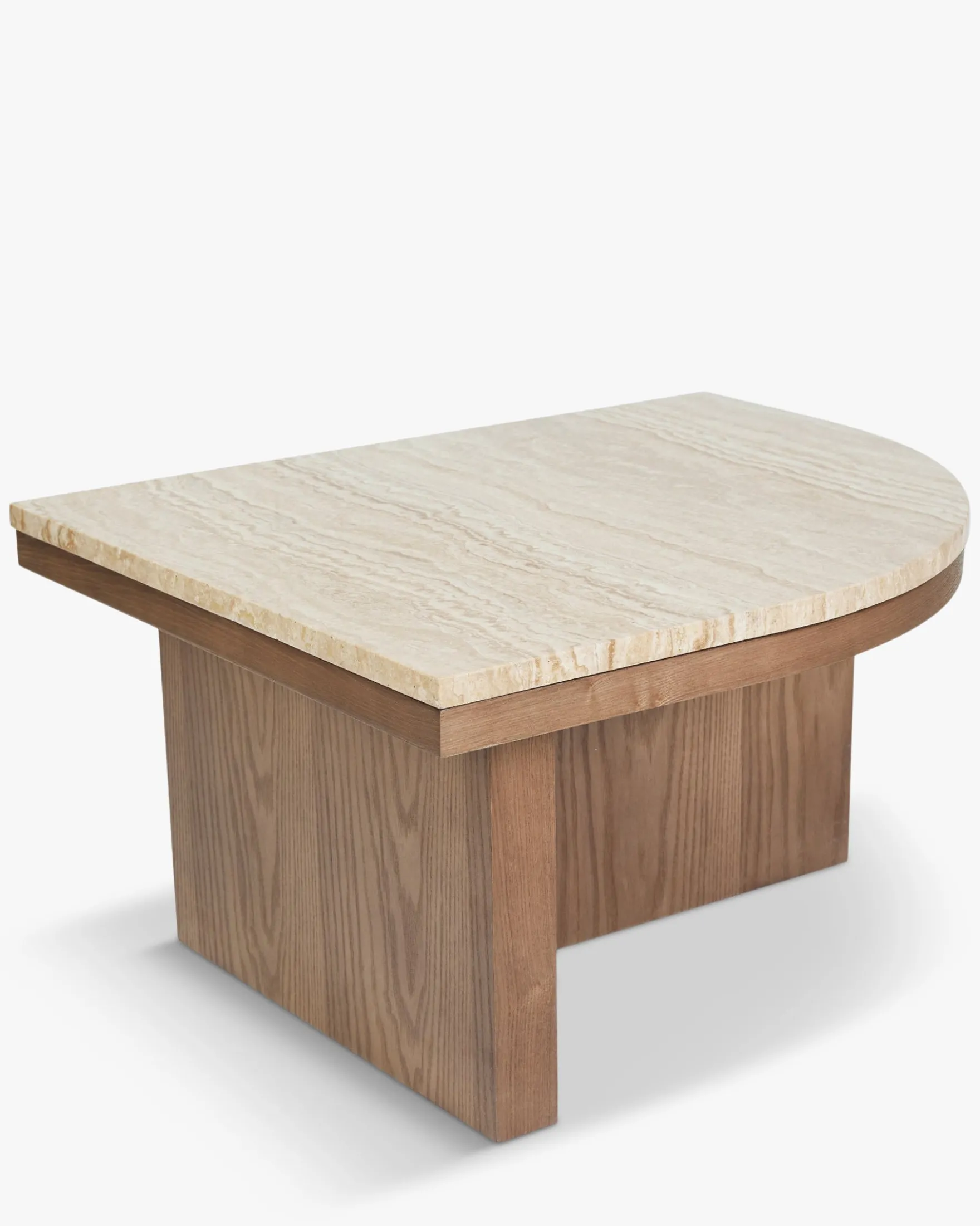 Table basse, L65, Travertin waterproof & bois de frêne teinte noyer Highland S