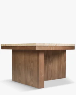 Table basse, L65, Travertin waterproof & bois de frêne teinte noyer Highland S