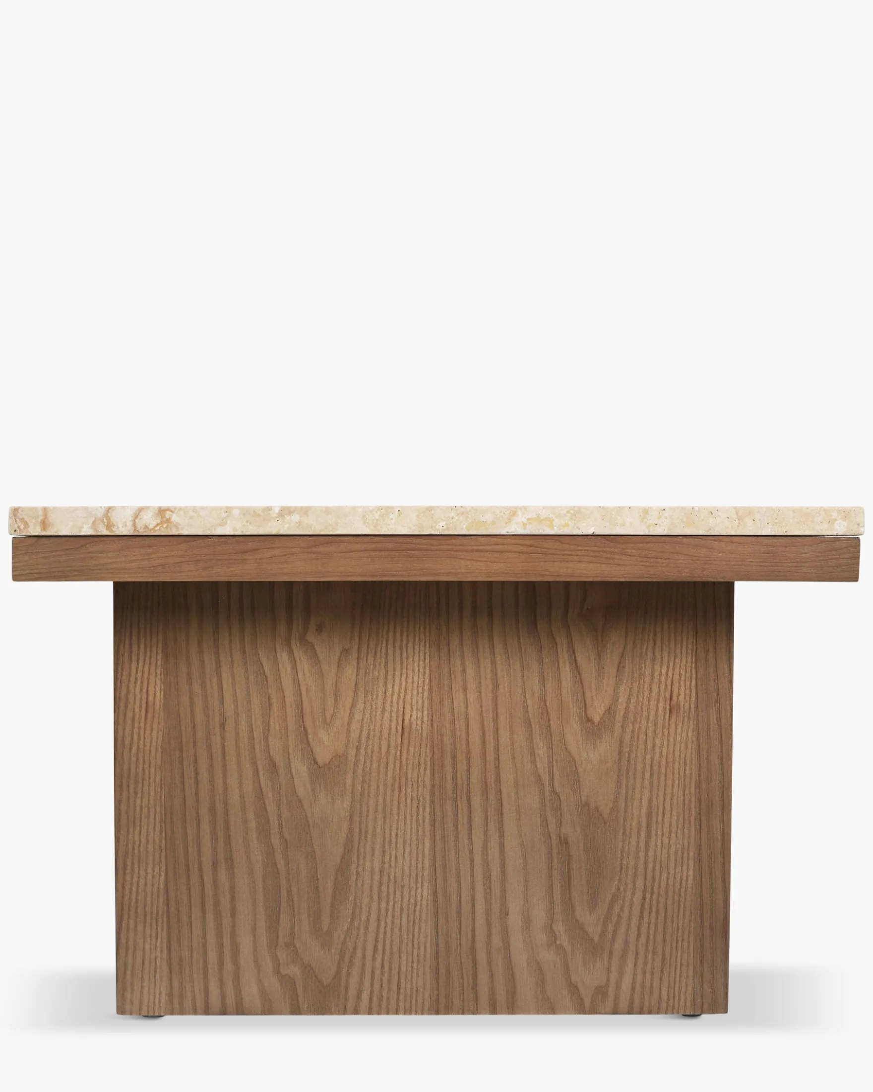 Table basse, L65, Travertin waterproof & bois de frêne teinte noyer Highland S