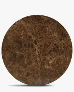 Table basse, Marbre Dark Emperador & Bois teinté noyer, Ø80 Oviedo