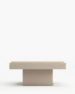Table basse, Travertin & bois beige, L80 Oron