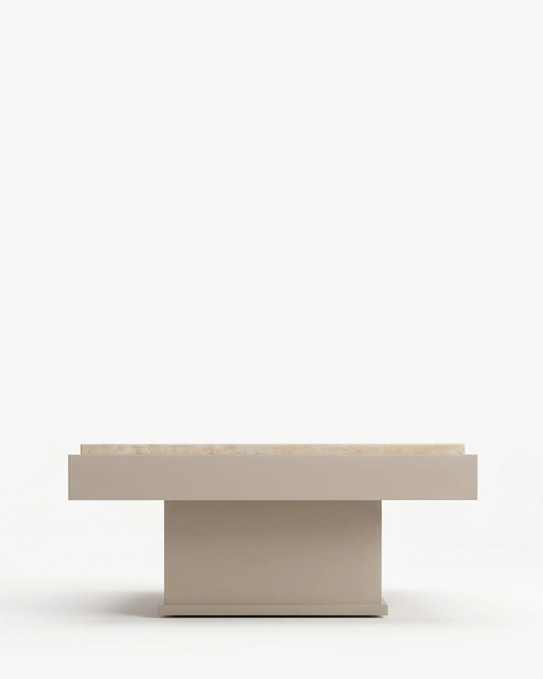 Table basse, Travertin & bois beige, L80 Oron