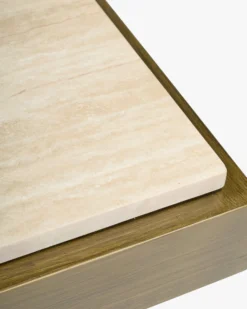 Table basse, Travertin & bois bronze brossé, L80 Oron
