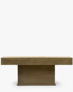 Table basse, Travertin & bois bronze brossé, L80 Oron