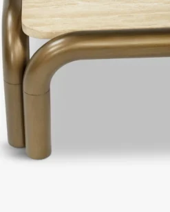 Table basse, Travertin et bronze brossé, L84 Arcia