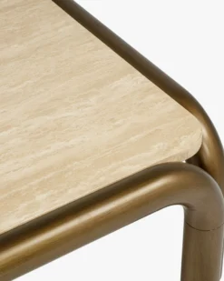 Table basse, Travertin et bronze brossé, L84 Arcia