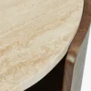 Table basse, Travertin waterproof & bois de frêne teinte noyer, L100 Elipse