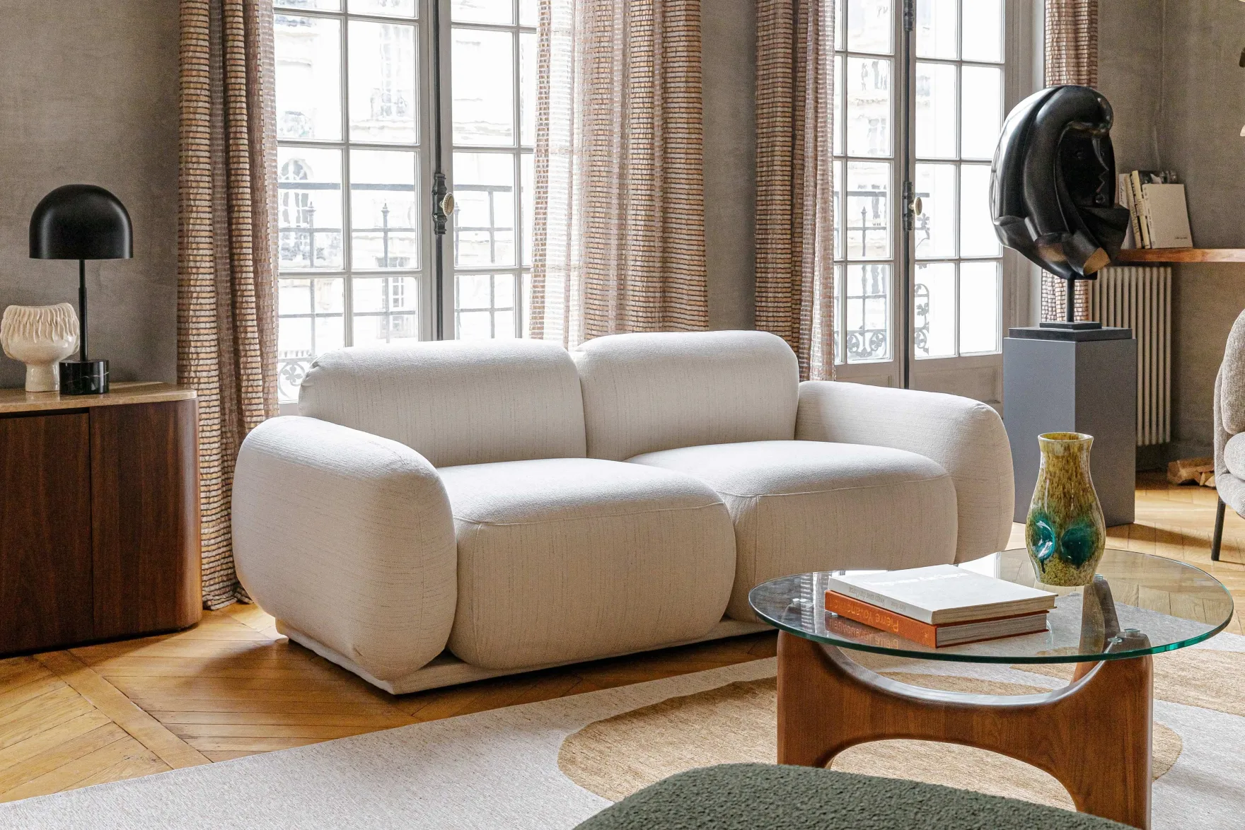 Table basse, Verre trempé & bois de frêne veiné, L99 Orwell