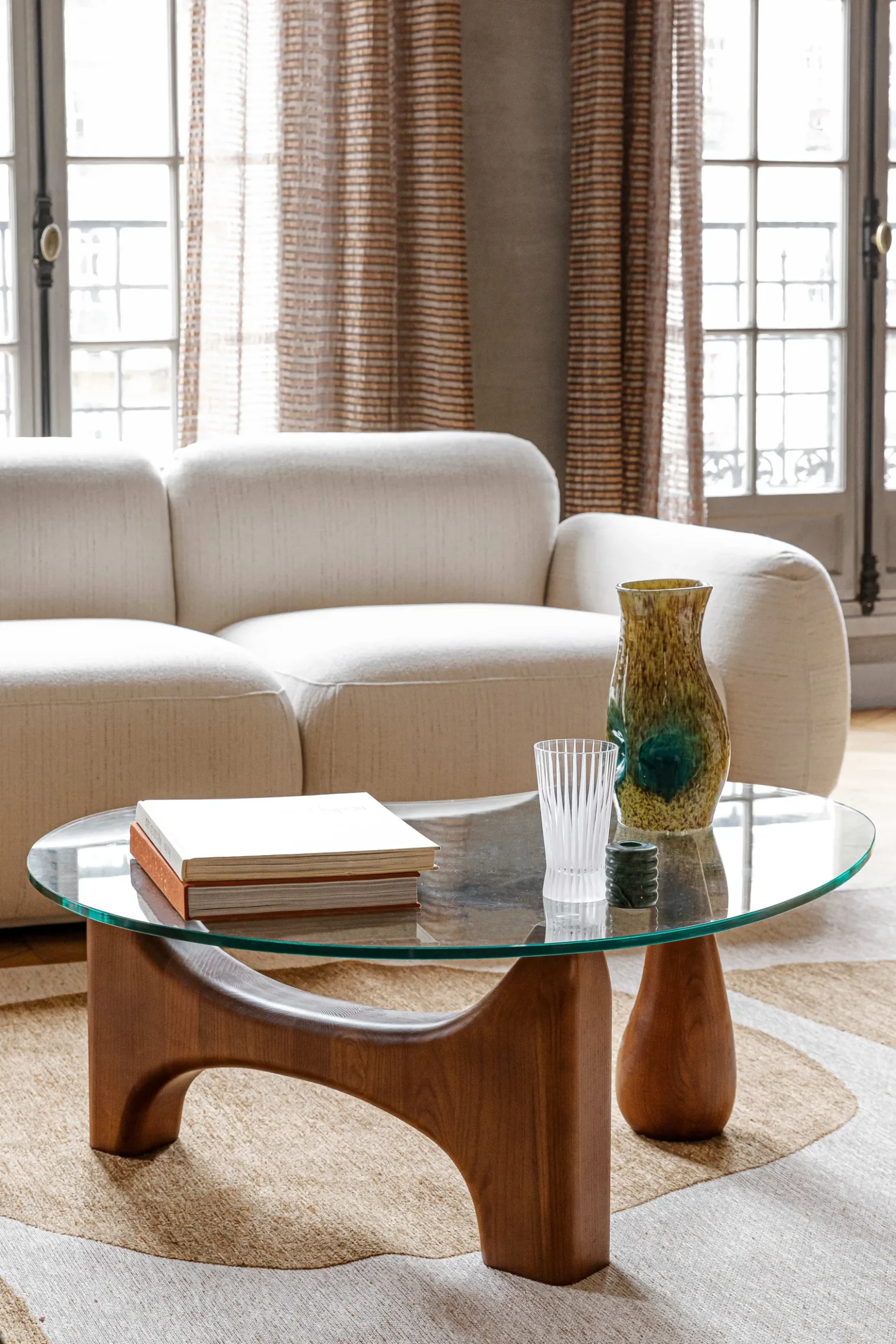 Table basse, Verre trempé & bois de frêne veiné, L99 Orwell