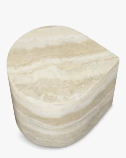 Table d'appoint, Beige effet travertin, H42 Blooms