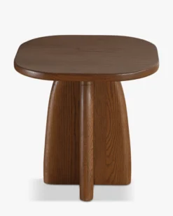 Table d'appoint, Bois de chêne massif teinte noyer, H46 Ellios