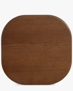 Table d'appoint, Bois de chêne massif teinte noyer, H46 Ellios