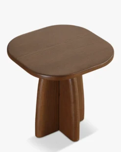 Table d'appoint, Bois de chêne massif teinte noyer, H46 Ellios